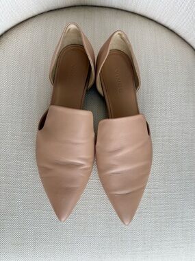 Vince Nude Tan Pointed-Toe Slingback Heels